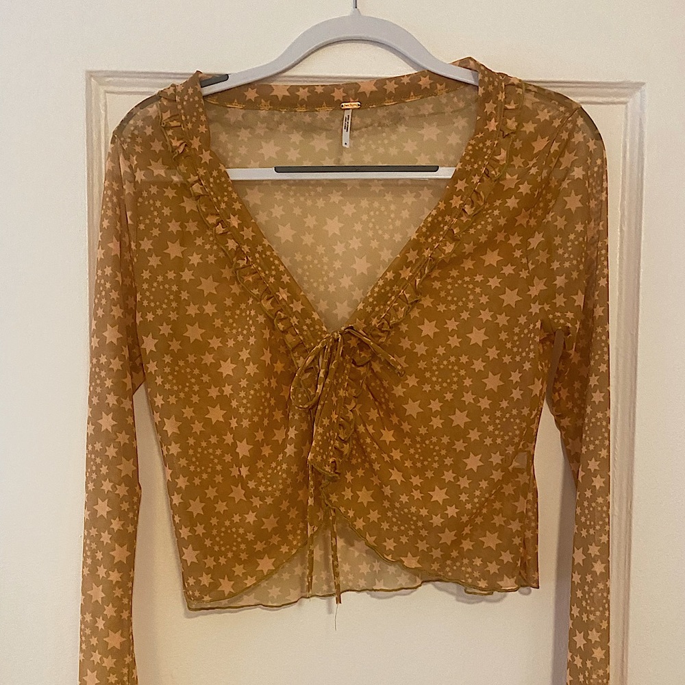 Mesh star free people long sleeve top
